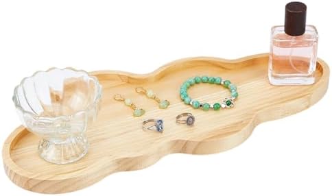 MAYJOYDIY Wood Cloud Perfume Tray 15.7x7.1x0.8~1.5inch Irregular Jewelry Decorative Tray Burlywood Decorative Vanity Tray with Smooth Surface for Bedroom Dresser and Bathroom Counter Display by MAYJOYDIY