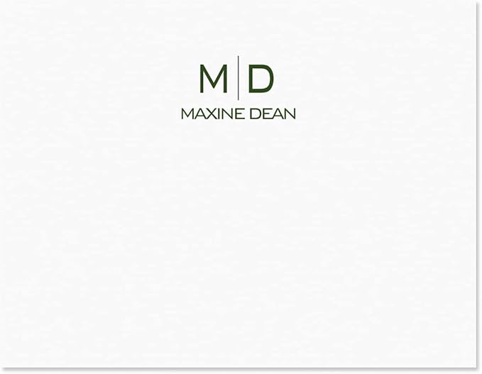 Thin Line Monogram Personalized Note Cards (4 Color Choices) - 24 Cards with White Envelopes, 4¼ x 5½ Inch Size, Blank Inside, Add a Name and Initial, For Thank You Notes, or Graduation Gifts