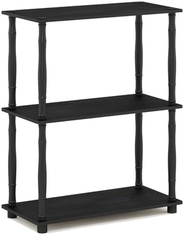 Furinno TURN-N-TUBE Storage Shelves, 3-Tier Book Shelf, Corner Shelf, Toolless Open Shelves, for Organization and Storage, Living Room, Garage, Home Office, Americano - Image 3