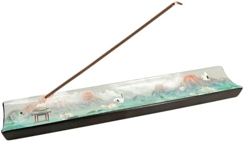 Incense Holder for Sticks, Ceramic Incense Burner with Ash Catcher, Aesthetic Home Decor for Room & Office, Traditional Chinese Art Tray, Unique Housewarming Gift for Meditation Sanctuary (Pink) by Unknown