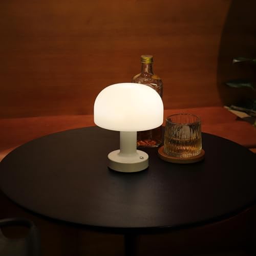Cordless Rechargeable Mushroom Table Lamp, Dimmable 3-Color Night Light - Image 3