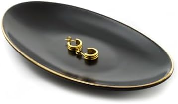 HANKOR Ceramic Key Bowl for Entryway Table, 7 x 4 Key Dish Tray Catch All Bowl, Small Decorative Bowl for Key Jewelry Ring, Black by HANKOR