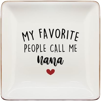 Nana Gifts Jewelry Dish Tray, Nana Mother's Day Birthday Gifts from Grandkids Ceramic Jewelry Tray for Rings Earring Bracelet Necklace, Grandma Grandmother Gift Trinket Dish for Women by Unknown