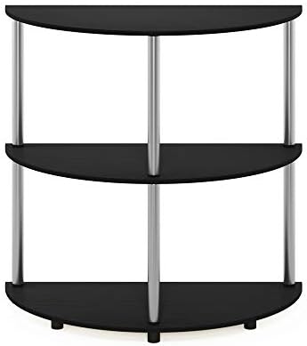 Furinno Frans Turn-N Half Round Console Table with Stainless Steel Tubes, Black Oak 15.6D x 31.1W x 30.8H in - Image 6