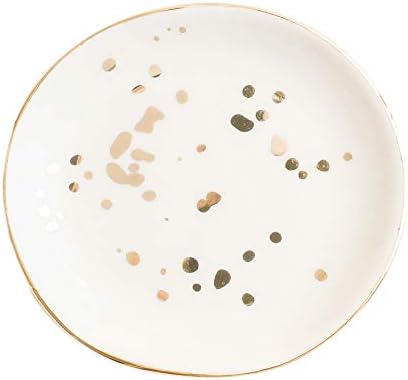 Sweet Water Decor Ring Dish Engagement - Ceramic Wedding Ring Dish for Bridal Shower - Ring Dishes for Women with White & Gold Speckled Decorative - Elegant Ring Dish Holder & Jewelry Organizer by SweetWaterDecor
