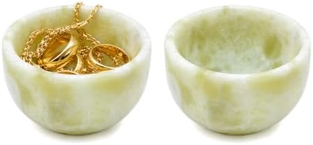 Ring Dish 2 PCS Lantian Jade Stone Bowl Trinket Bowl Jewelry Holder by YAFIYGI
