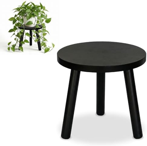 Wood Plant Stands Indoor, Black Plant Stand Modern Plant Table for Large Plants, Wooden Plant Stool, Tall Plant Holder Small Round Side for Living Room, Balcony, Office (1 Pack) by Unknown