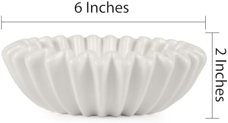 Small Ceramic Bowl Ivory Decorative Bowl, Modern Home Decor Centerpiece 6 Inches Key Jewelry Ruffle Fluted Scalloped Bowl - Image 3