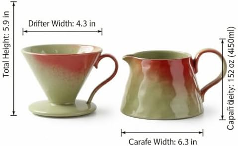 Ceramic Pour Over Coffee Maker Set 15oz/450ml Coffee Dripper with 40pcs Cone Paper Filters, Reusable Pour Over Coffee Cone for Home, Cafe, Restaurant, Camping - Image 3