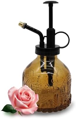 Glass Plant Mister Spray Bottle, 200ML Vintage Plant Spritzer, Succulent Watering Bottle Glass with Top Pump, Small Plants Sprayer Watering Can for Indoor Outdoor House(All Brown) by VKSG