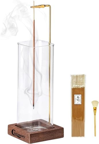Ceremony Incense Holder, Wooden Incense Burner with Glass Ash Catcher (Wooden Square) by LifeNeedsAlittleofCeremony