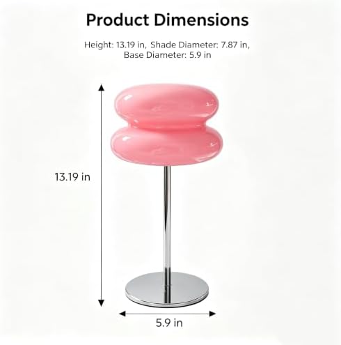 taotanra- Mushroom Bedside Table Lamp, Mid-Century Modern Bedroom Table Lamp, Retro Dimmable Bedside Lamp, Cute and Cool Home Decor (Pink) - Image 2