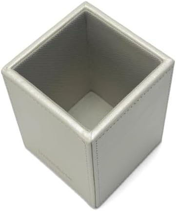 UnionBasic Square Pen Holder, Leather Pencil Cup, Desktop Caddy Stationery Organizer, Creamy White - Image 6