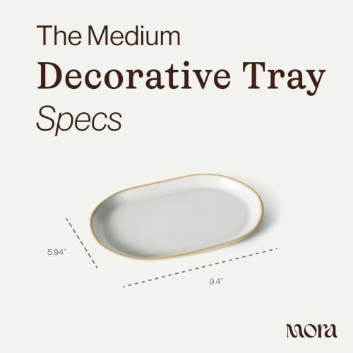 Mora Ceramic Decorative Tray - 9.4in Dish for Jewelry, Perfume, Makeup, Accessories, Candle, in the Bathroom Vanity, Bedside, or Kitchen Counter. Cute Organizers - Cloud - Image 2