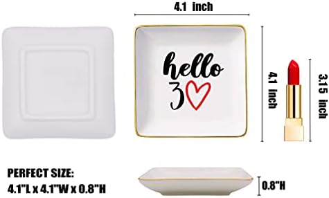 Topthink Hello 30 - Ceramic Jewelry Holder Ring Dish Trinket Tray - Funny 30th Birthday Gifts for Women Boss,Wife,Sisters,Bestie,Best Friends,Co-workers - Turning Thirty Present - 30 Years Old Gift - Image 6
