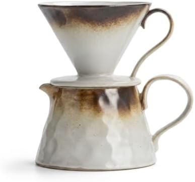 Ceramic Pour Over Coffee Maker Set 15oz/450ml Coffee Dripper with 40pcs Cone Paper Filters, Reusable Pour Over Coffee Cone for Home, Cafe, Restaurant, Camping by Unknown