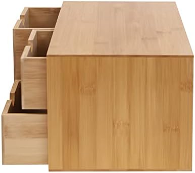 Bamboo Desk Organizer, Wood Desktop Storage Box for Office Supplies, Cosmetics, Stationery, No Assembly Desktop Organizers and Accessories for Home, Office, Study Table (3 Drawers-A) - Image 6
