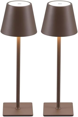 KDG 2 Pack Cordless Brown Table Lamps, Rechargeable Portable LED Desk Lamps by KDG