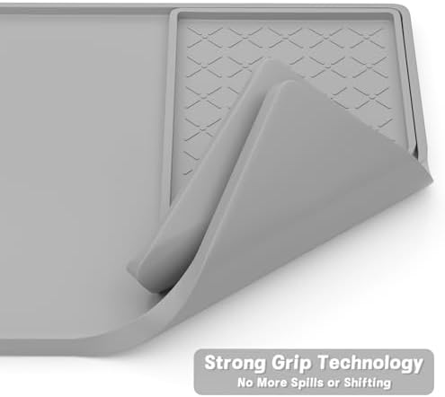 Rnivvi Silicone Coffee Mat, 16" x 24" Waterproof Raised Edge Coffee Bar Mats for Espresso Machine Station Accessories, Heat Resistant Detachable Dish Drying Pad for Kitchen Counter, Dish Rack, Gray - Image 5