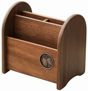 Compact Desk Organizer | Walnut Finish, Multifunctional, Stationery organizer with Side Panels, for Dresser, Living Room by Unknown
