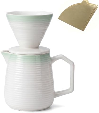 pour over coffee maker - Ceramic Dripper Pot, Heat-Resistant & Easy Clean by Qiufnaguo