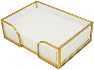 Sticky Note Holder Glass Post It Note Dispenser, 4 x 6 Inch Gold Sticky Note Dispenser, Stylish Post It Holder for Desk Home Office Decor by Shonmogar