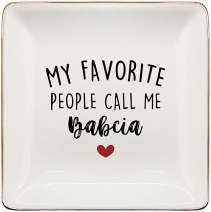 Babcia Gifts Jewelry Dish Tray, Best Grandma Mother's Day Birthday Gifts from Grandkids Ceramic Jewelry Tray for Rings Earring Bracelet Necklace, Grandmother Gift Trinket Dish for Women by Unknown