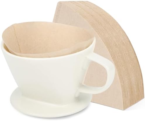 Segarty Pour Over Coffee Maker Set - Single Cup White Ceramic Coffee Dripper With 200 Pcs Size #2 Cone Filters, Slow Drip Manual Brewer for Home, Office, Travel, Camping by Segarty