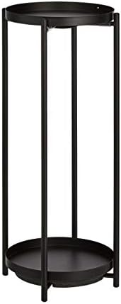 Amazon Basics Two-Tier Indoor Outdoor Metal Round Plant Stand for Multiple Plants, Rustproof Flower Holder with Plant Shelf, Black by AmazonBasics