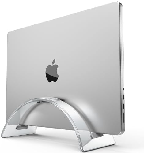 Acrylic Vertical Laptop Stand for Desk,Acrylic Invisible Desktop Notebook Dock,Vertical Laptop Holder Space-Saving Organizer for All MacBook, Surface, Samsung, HP, Dell by Enjoynow