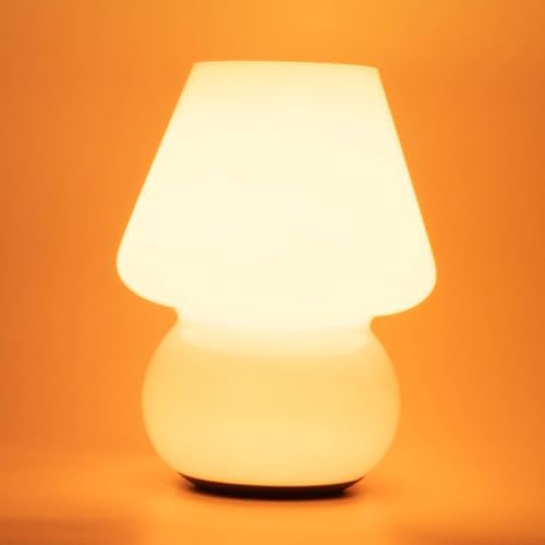 HEQET Dimmable Mushroom Table Lamp Orange Warm Lamp,Retro Accent Cute Cozy Ambient Desk Lamp, Bedroom Decor Aesthetic Lamp Nightstand Decor,Unique Home Decor by HEQET