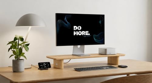 White Oak Single Monitor Stand Riser - 31.5" Wooden Monitor Stand for iMac, Laptop & Monitor, Minimalist Desk Shelf Organizer - Image 6
