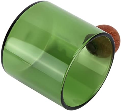 Aramox Glass Coffee Cup Clear Glass Coffee Mug with Wooden Handle 120ml High Borosilicate Heat Round for Milk Office Bar Party (Green) - Image 4