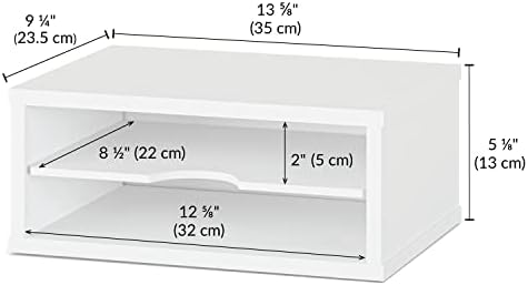 Ballucci File Organizer, 2-Tier Document Paper Sorter, Stackable Wood Desk Organizer Mail Holder, Monitor Stand with Storage Shelves, White - Image 4