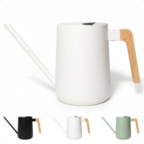 Metal Small Indoor Watering Can with Long Spout & Real Wood Handle, 35oz by HBDesignCo