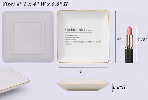 NZY Bridesmaid Proposal Gifts from Bride-Wedding Gifts for Maid of Honor-Bachelorette Party Present Women-Bridal Shower Present-Ceramic Jewelry Tray Trinket Holder Ring Dish-Will You Be My Bridesmaid - Image 5