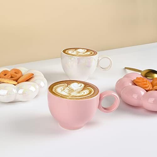 Koythin 6.5oz Sunflower Saucer Mini Ceramic Mug, Pink Mother’s Day Cup - Image 6