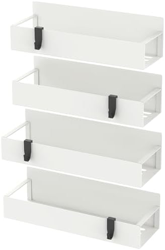 HuggieGems Metal Magnetic Spice Rack for Refrigerator Cream White, 4 Pack - Image 6