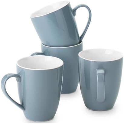 BTaT- Porcelain Coffee Mugs Set, 16 Ounces, 4 Pack, Gray Ceramic Coffee Mugs with Handle, Restaurant Cups for Mocha, Tea, Cappuccino, Cocoa, Cereal, Mug Gift Set, Dishwasher Safe by BrewToATea