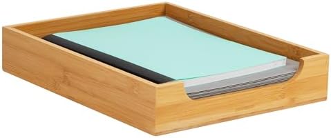 Mind Reader Paper Tray, Desktop Organizer, File Storage, Modern, Office, Bamboo, 10.25"L x 12.5"W x 2.25"H, Brown by MindReader