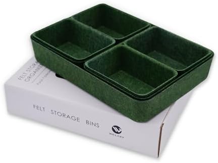 Welaxy 7-Piece Felt Drawer Organizer Bins, Dividers Tray Set, Forest Green by Welaxy
