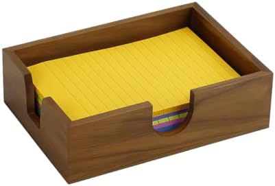 MultiBey Walnut Wood Sticky Notes Holder, 4x6 in Self -Sticky Note Memo Holder, Wooden Notepad Holder Dispenser Desk Supplies Desktop Accessories for Office Home School (L) by MultiBey