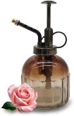 Glass Plant Mister Spray Bottle, 200ML Vintage Plant Spritzer, Succulent Watering Bottle Glass with Top Pump, Small Plants Sprayer Watering Can for Indoor Outdoor House(Light Brown) by VKSG