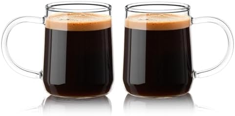 Glass Espresso Cups Set of 2, 3 oz Clear Espresso Shots Cup with Handle, Mini Coffee Cups Glasses Mugs, Demitasse Cups, Cappuccino Cup, Suit for Espresso Machine, Microwave Dishwasher Safe by Unknown