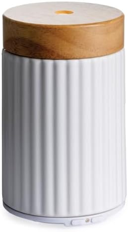 Airome Ceramic Essential Oil Diffuser|100 mL Humidifying Ultrasonic Aromatherapy Diffuser 8 Colorful LED Lights, Intermittent & Continual Mist, Auto Shut-Off, Wood & Ceramic by Airom%C3%A9