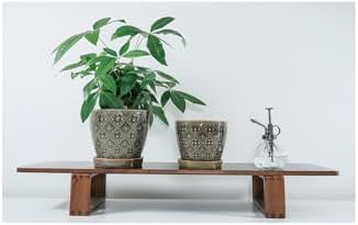 Docrin Dark Green Ceramic Planter Set - 6.6"+5.5" Indoor Outdoor Pots with Drainage Holes & Saucers for Home Office Decor - Image 4