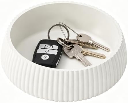 Concrete Key Bowl for Entryway Table, 7" Catchall Bowl for Keys,Ivory White by AoteaCrafts