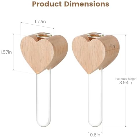 Heart-Shaped Wooden Magnetic Flower Vase Set of 2 for Refrigerator - Image 2
