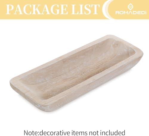Romadedi Paulownia Wood Dough Bowl for Decor, Candle Tray 16-in Long - Image 6