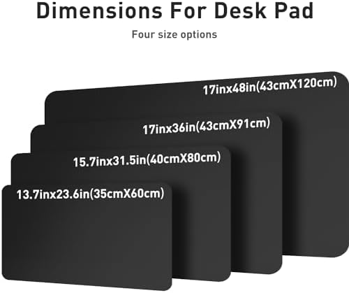 Aothia Leather Desk Pad Protector, Mouse Pad, Office Desk Mat, Non-Slip PU Leather Desk Blotter, Laptop Desk Pad, Waterproof Desk Writing Pad for Office and Home (48"x17", Black) - Image 6